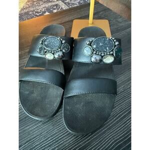 FitFlop Rosa Cluster Gemstone Black Slides Sz. 7